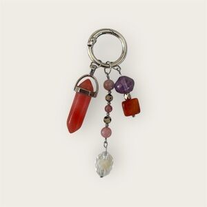 Elegant Multi-Stone Keychain Carnelian Pendant